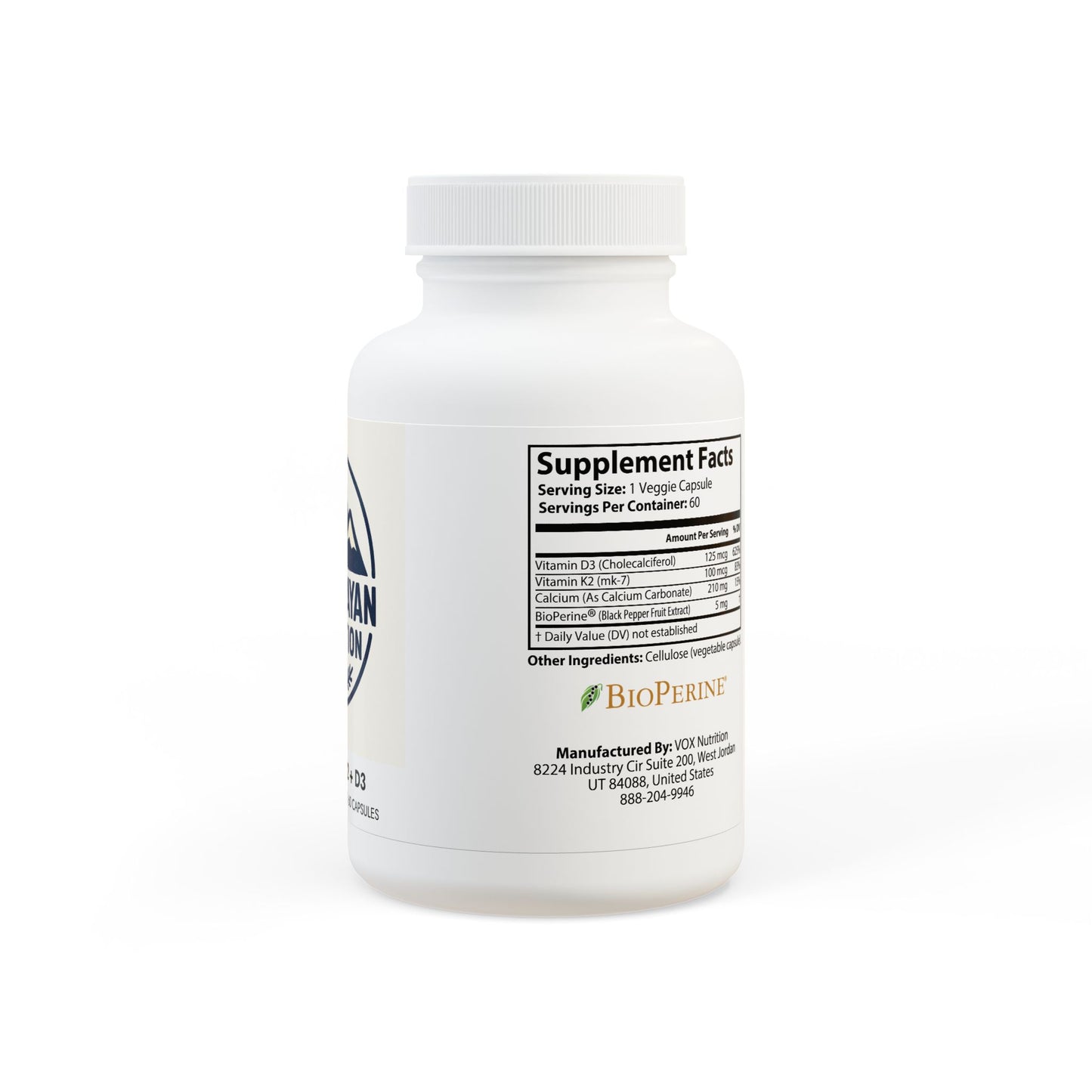 Vitamin K2 + D3 Supplement (60 Capsules)